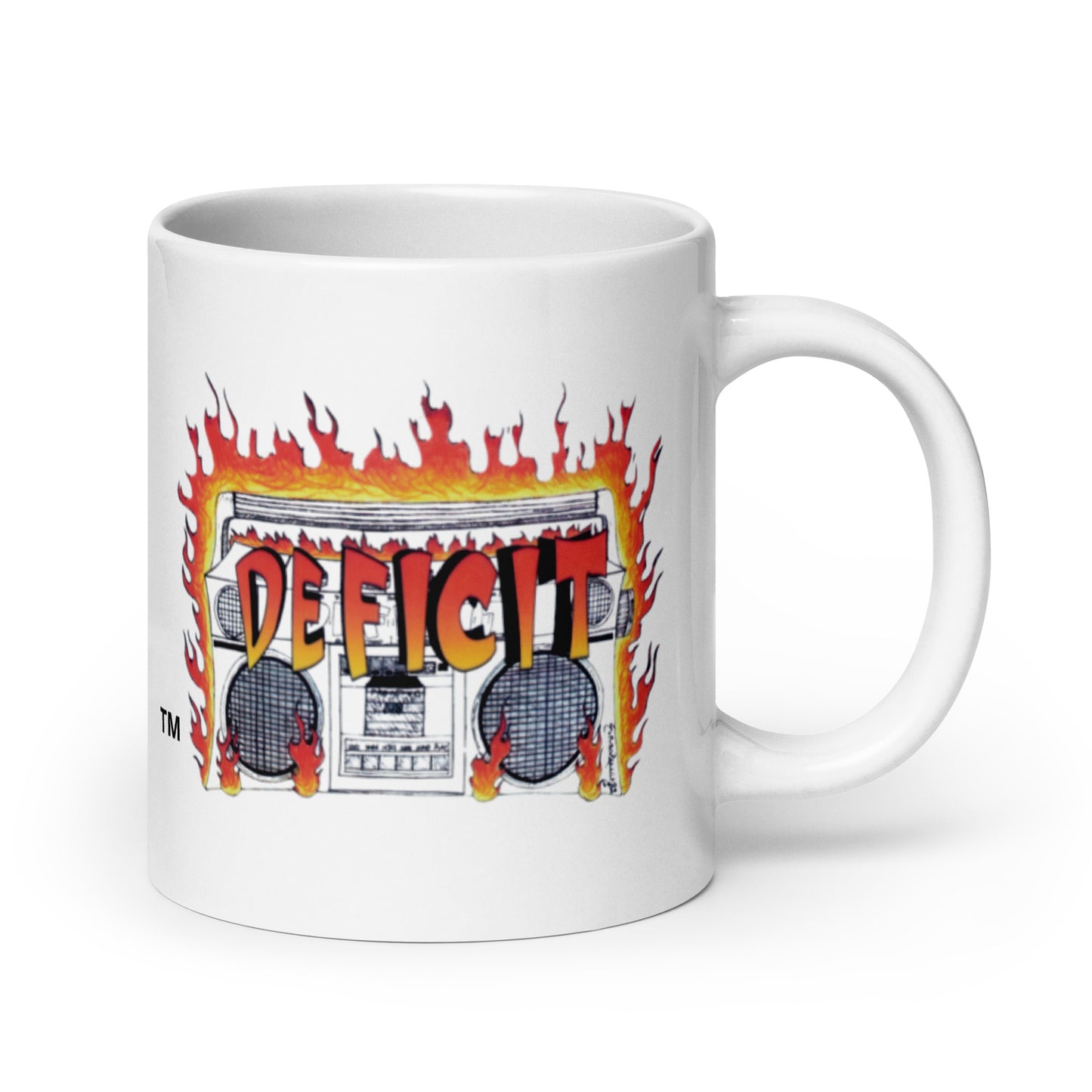 DEFICIT White glossy mug